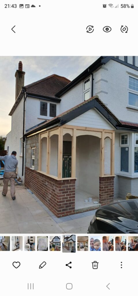 Garden Buildings & Outdoor Spaces | London & Home Counties 17 A house extension featuring a wooden framework under construction with a brick base. - London